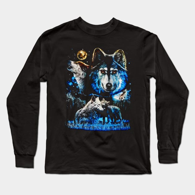 Wolf Pack Kids Long Sleeve T-Shirt by vectordiaries5